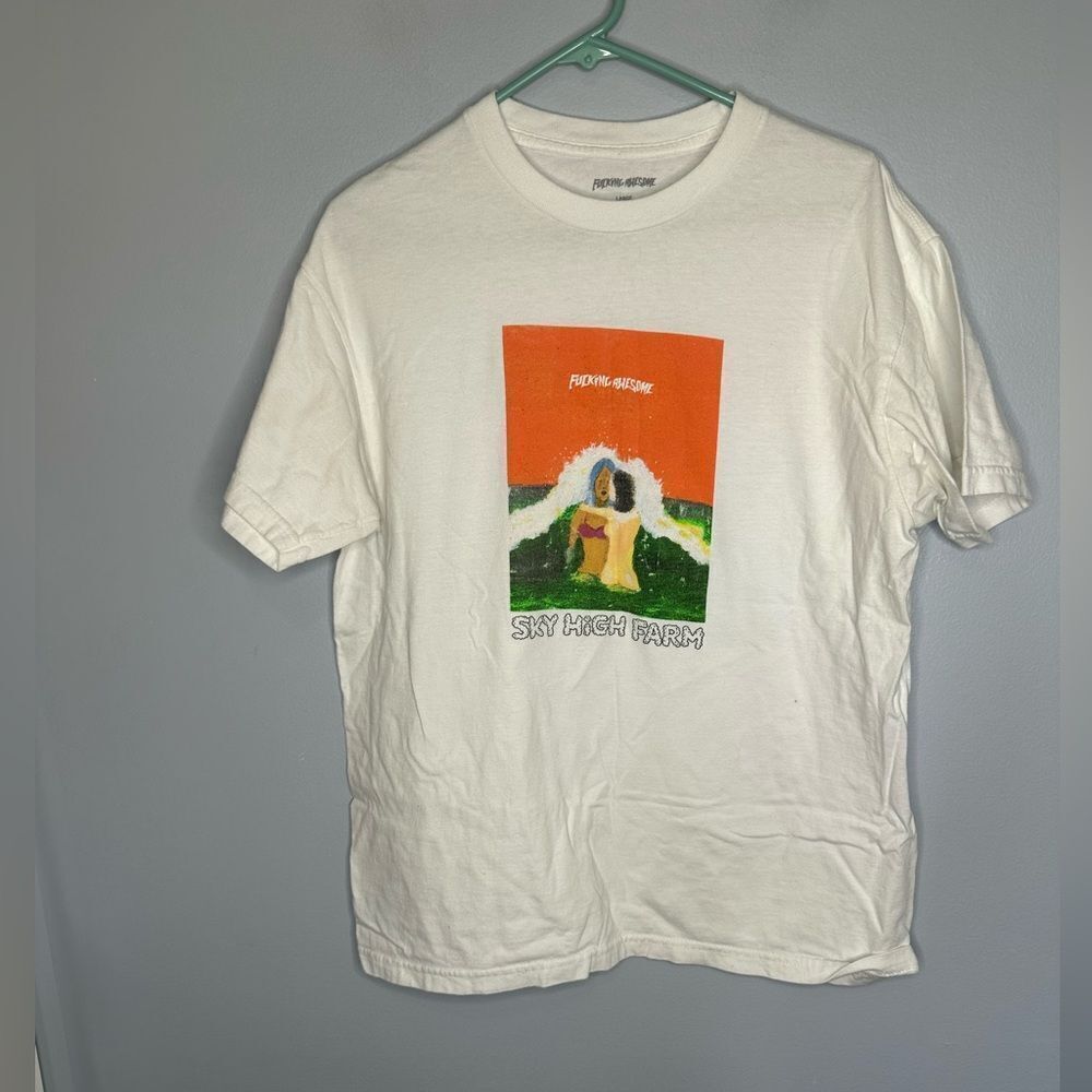 Men’s fucking awesome sky high farms skating t-shirt Large